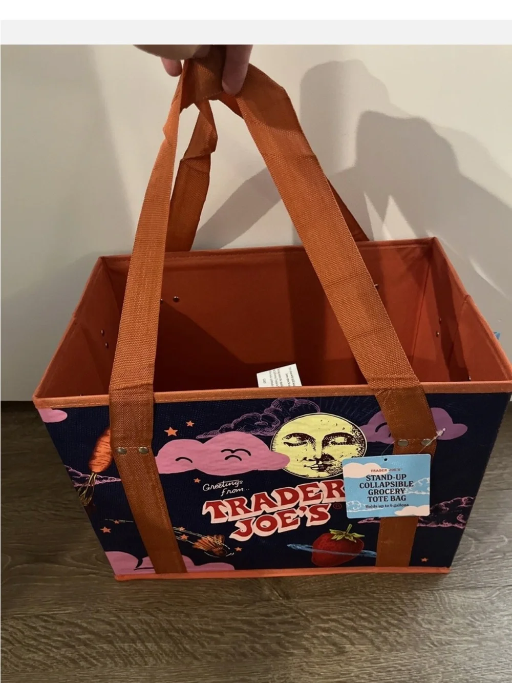 Trader Joe's Stand-Up Collapsible Grocery Tote Bag new